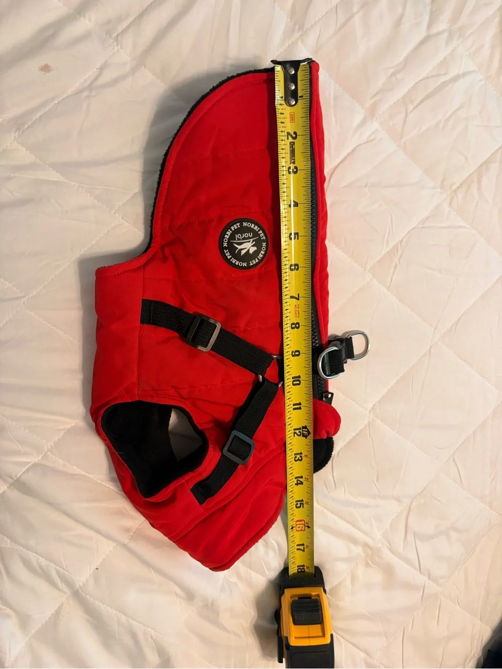 Red Insulated Dog Coat with Built-In Harness